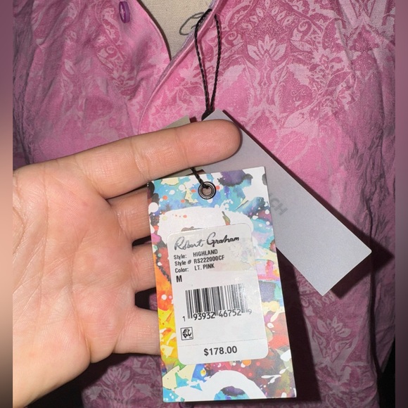 Robert Graham NWT Highland Men’s Short Sleeve Cotton Button Down Dress Shirt MED - Picture 3 of 11